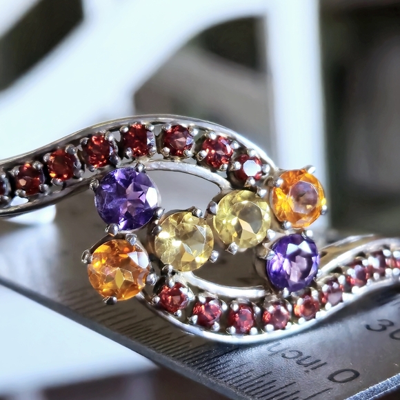 Nicky Butler Designer 925 Sterling Silver Cuff Bracelet Amethyst Garnet Citrine - Picture 8 of 16